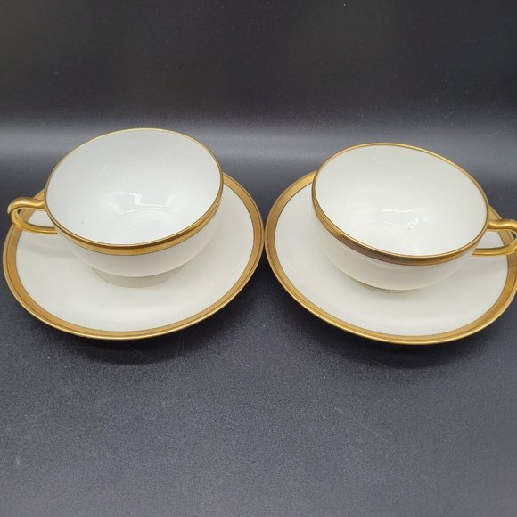 Theodore Haviland Limoges France Breton Teacup And Saucer Pair Vintage